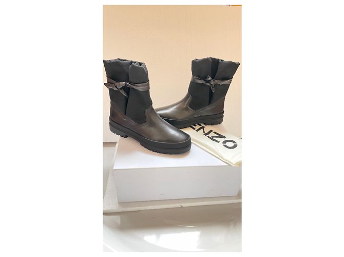 Botas Kenzo Safari negras de cuero y algodón Talla 39 Negro - vista 6