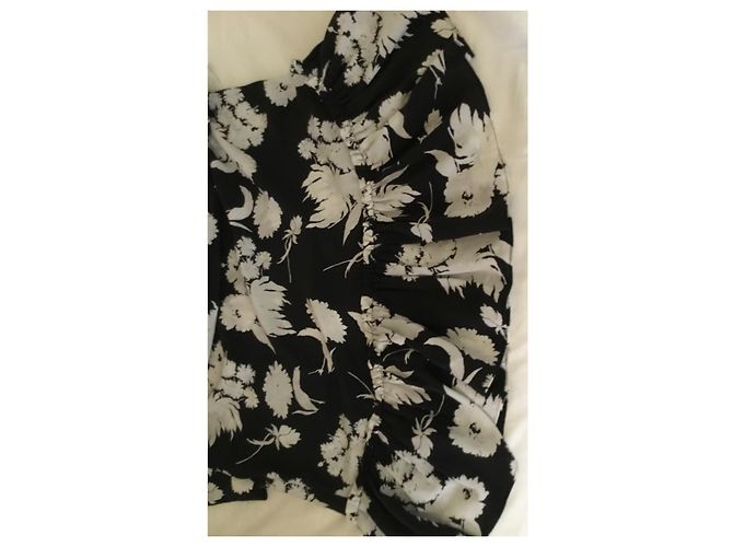 Ganni Seidenkleid mit Print Schwarz Weiß Mehrfarben - Ansicht 3