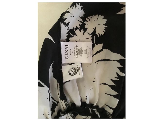 Ganni Seidenkleid mit Print Schwarz Weiß Mehrfarben - Ansicht 4