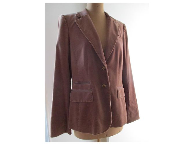Gerard Darel Blazerjacke aus blassrosa Samt, Taille 42. Pink - Ansicht 2