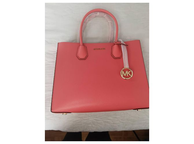Borsa a mano Michael Kors Mercer in pelle rosa con finiture oro Gold hardware - vista 10