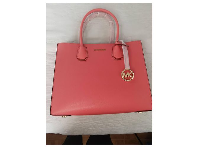 Borsa a mano Michael Kors Mercer in pelle rosa con finiture oro Gold hardware - vista 8