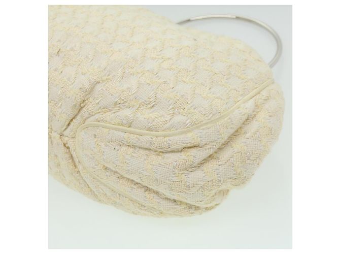 CHANEL Borsa a mano in tweed Bianco CC Auth bs2221 - vista 17