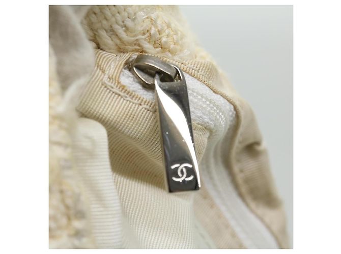 CHANEL Borsa a mano in tweed Bianco CC Auth bs2221 - vista 22