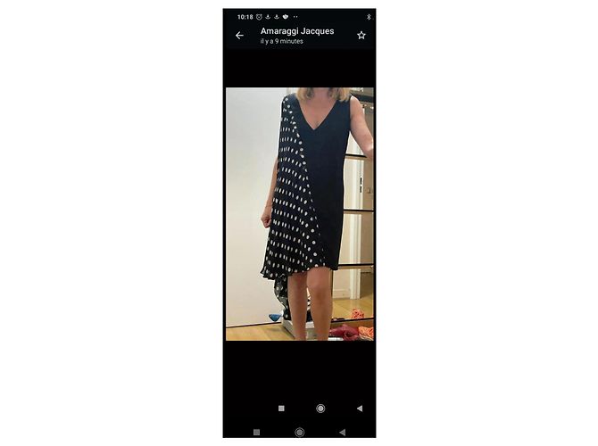 Vestido Emanuel Ungaro de seda preto com véu de bolinhas - vista 6
