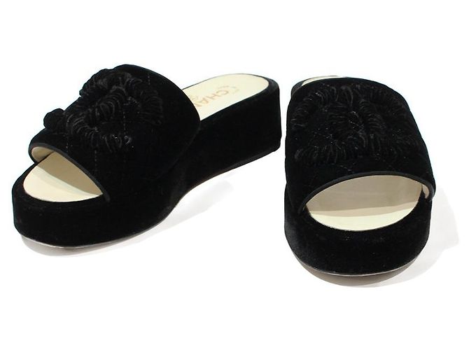 Chanel Mules compensées Noir - vue 2