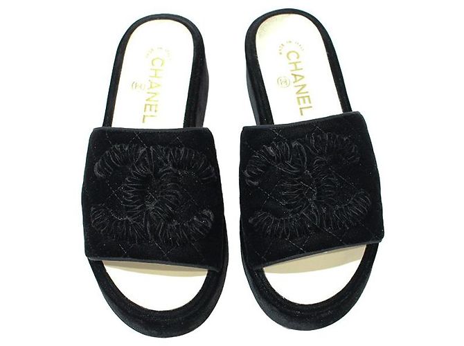Chanel Mules compensées Noir - vue 3