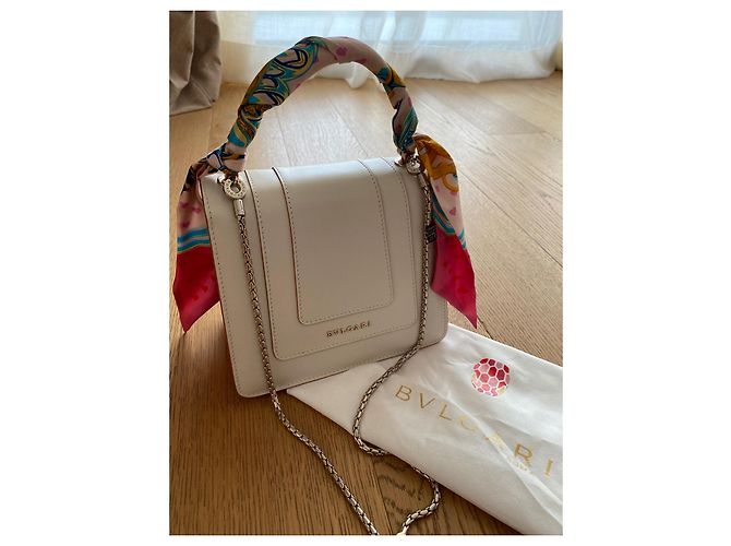 Borsa a mano Bulgari Serpenti in pelle beige - vista 3
