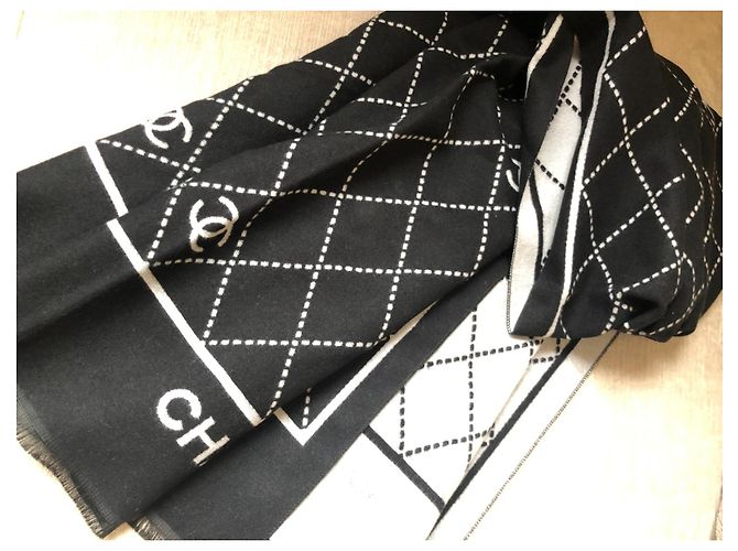 Chanel Lenços Preto Cinza - vista 2