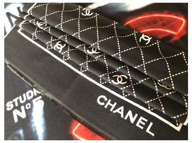 Chanel Lenços Preto Cinza - vista 4