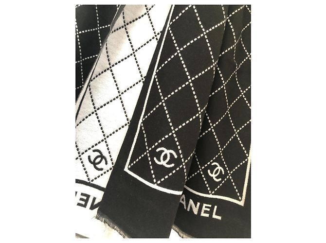 Chanel Lenços Preto Cinza - vista 5