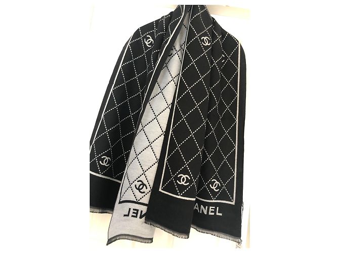 Chanel Lenços Preto Cinza - vista 6