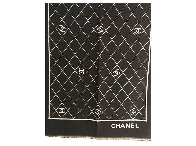 Chanel Lenços Preto Cinza - vista 8
