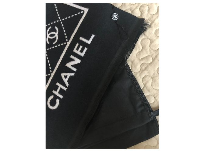 Chanel Lenços Preto Cinza - vista 9