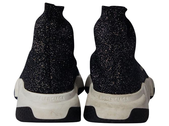 Balenciaga Glitter Speed Sneaker aus schwarzer Viskose - Ansicht 4