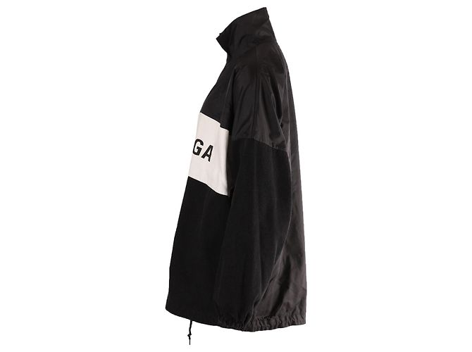 Giubbotto Balenciaga oversize con zip e logo in cotone nero - vista 2