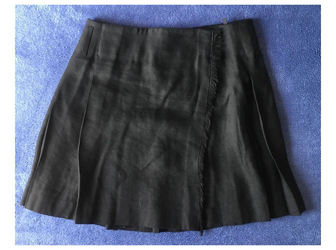 Falda cruzada Burberry negra de lino Negro - vista 3