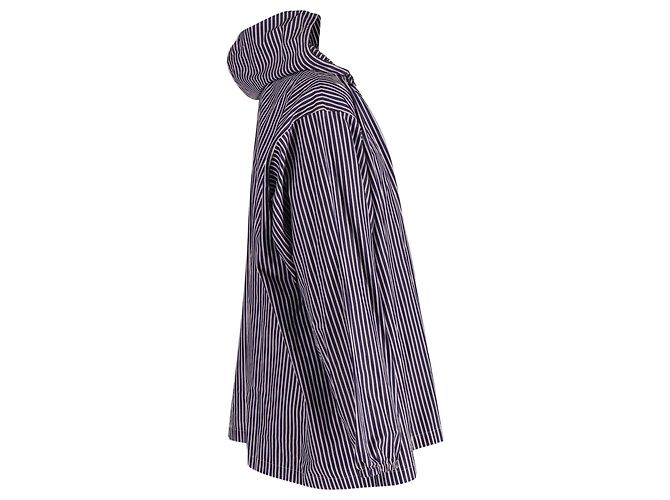 Felpa con cappuccio a righe Balenciaga in cotone blu navy - vista 2