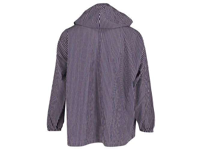 Felpa con cappuccio a righe Balenciaga in cotone blu navy - vista 3