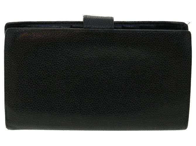 CHANEL COCO Mark Monedero Caviar Skin Black CC Auth ac991 Negro - vista 2