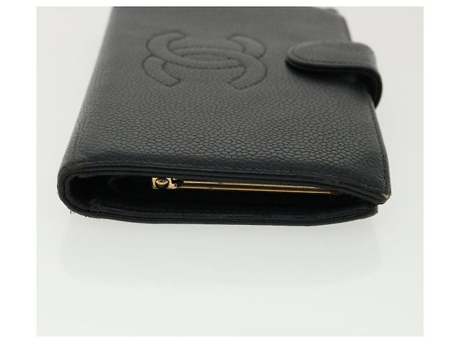 CHANEL COCO Mark Monedero Caviar Skin Black CC Auth ac991 Negro - vista 3