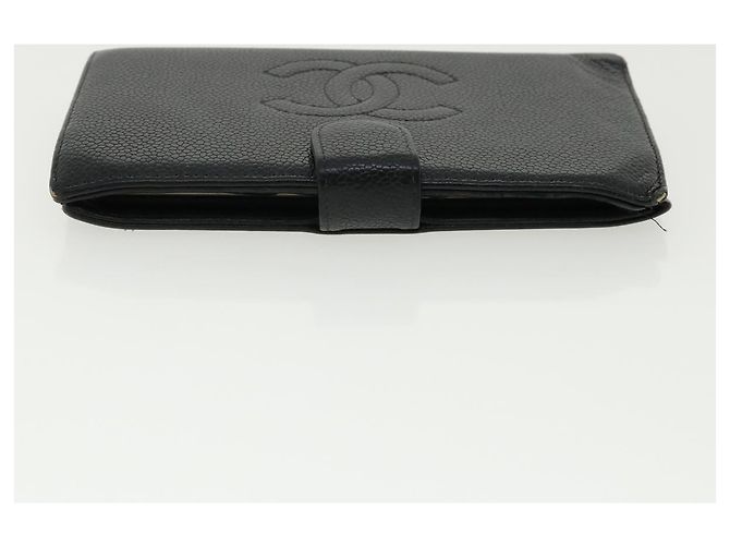 CHANEL COCO Mark Monedero Caviar Skin Black CC Auth ac991 Negro - vista 4