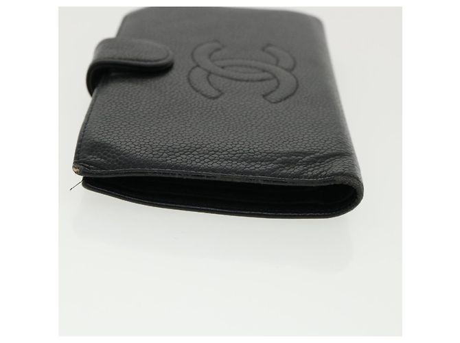 CHANEL COCO Mark Monedero Caviar Skin Black CC Auth ac991 Negro - vista 5