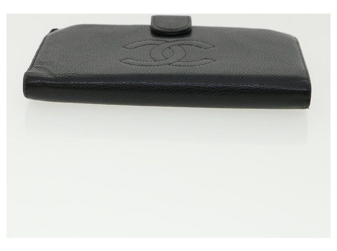CHANEL COCO Mark Monedero Caviar Skin Black CC Auth ac991 Negro - vista 6