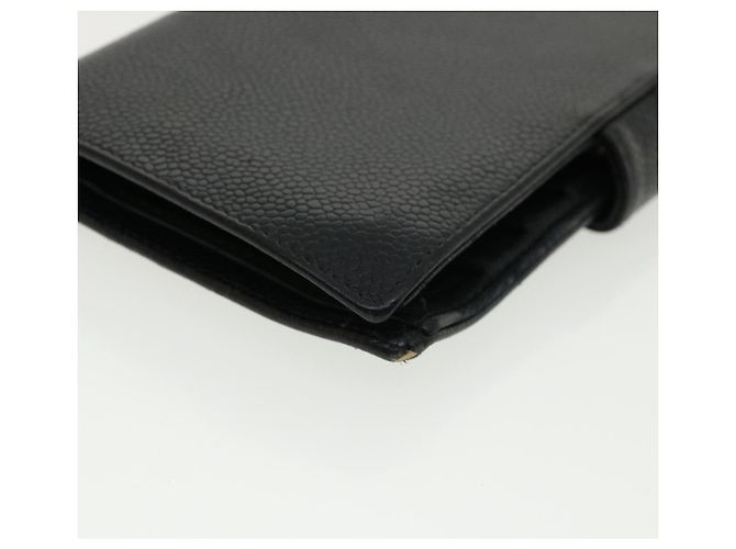 CHANEL COCO Mark Monedero Caviar Skin Black CC Auth ac991 Negro - vista 7