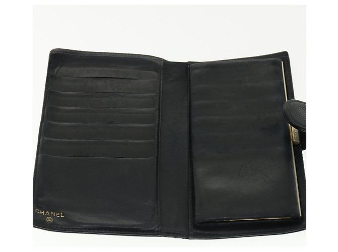 CHANEL COCO Mark Monedero Caviar Skin Black CC Auth ac991 Negro - vista 9