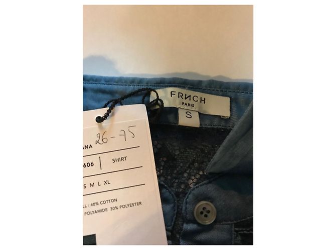 Autre Marque Blaue Spitzenbluse mit langen Ärmeln - Ansicht 5