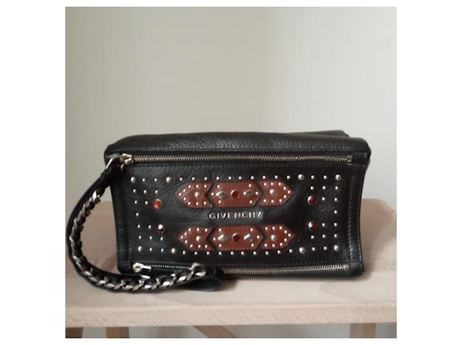 Pochette Givenchy Pandora in pelle con borchie nera Nero - vista 2