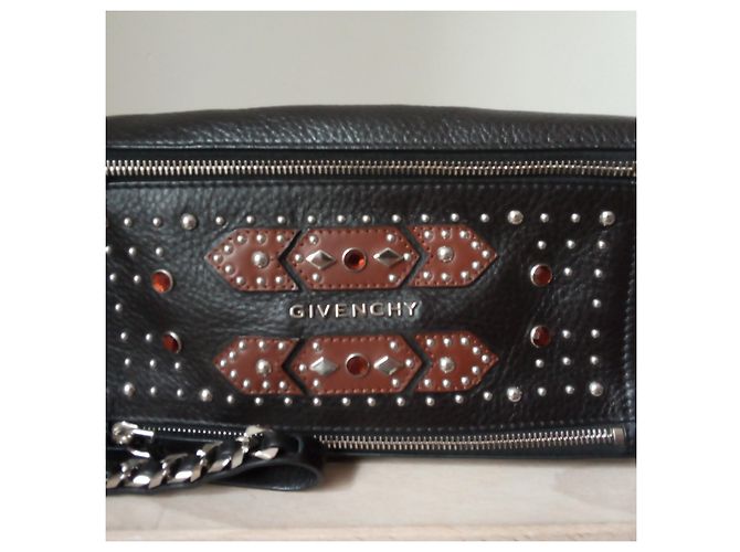 Pochette Givenchy Pandora in pelle con borchie nera Nero - vista 3