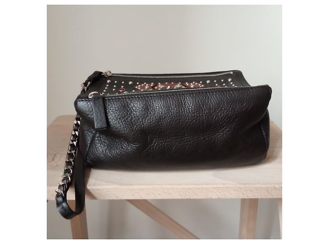 Pochette Givenchy Pandora in pelle con borchie nera Nero - vista 4