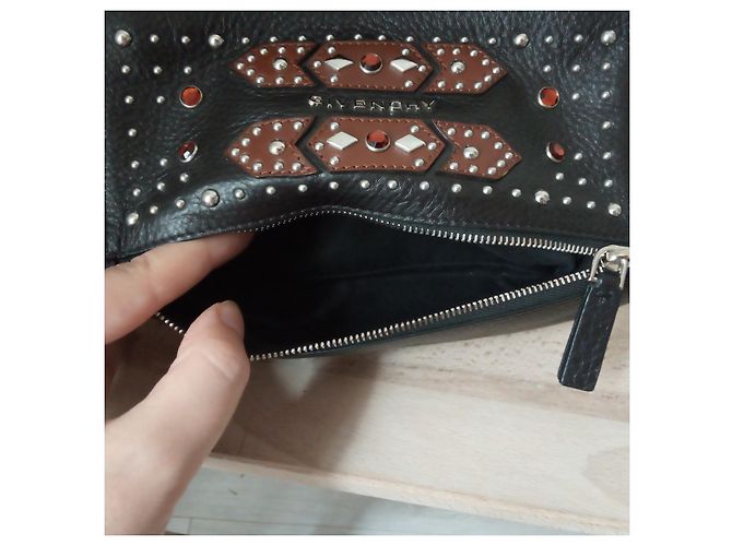 Pochette Givenchy Pandora in pelle con borchie nera Nero - vista 9