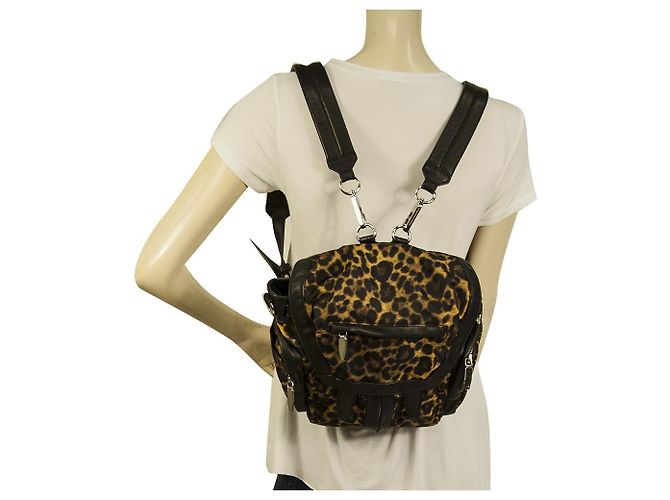 Zaino Alexander Wang Marti in tela con stampa leopardata in pelle nera - vista 10
