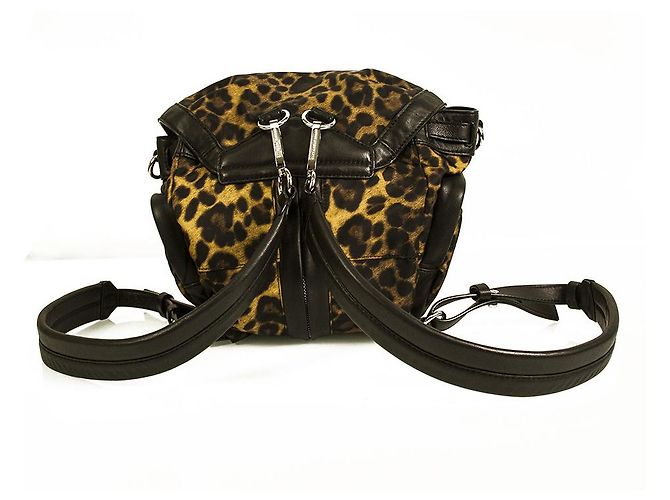 Zaino Alexander Wang Marti in tela con stampa leopardata in pelle nera - vista 2