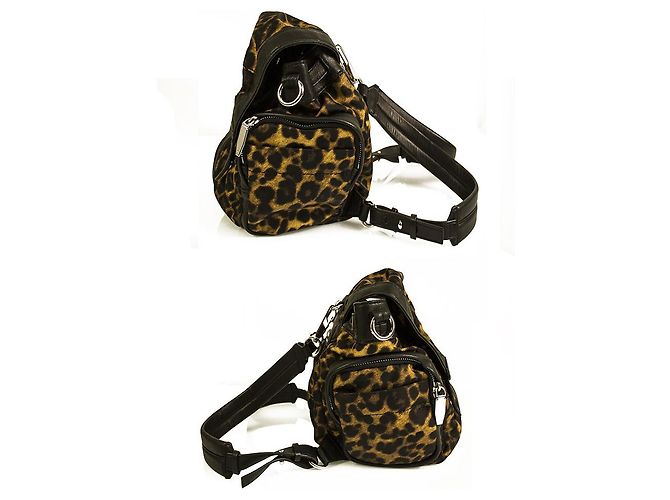 Zaino Alexander Wang Marti in tela con stampa leopardata in pelle nera - vista 5