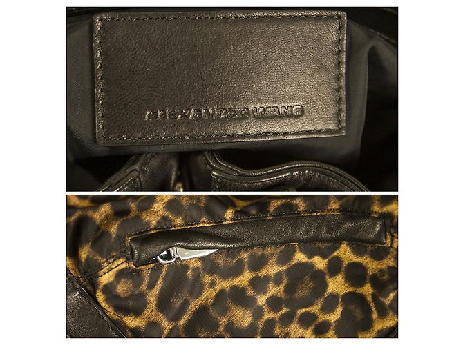 Zaino Alexander Wang Marti in tela con stampa leopardata in pelle nera - vista 6
