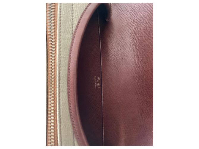 Balle de Golf Hermès Borsa per palline da golf in tela verde e pelle marrone Cachi - vista 16
