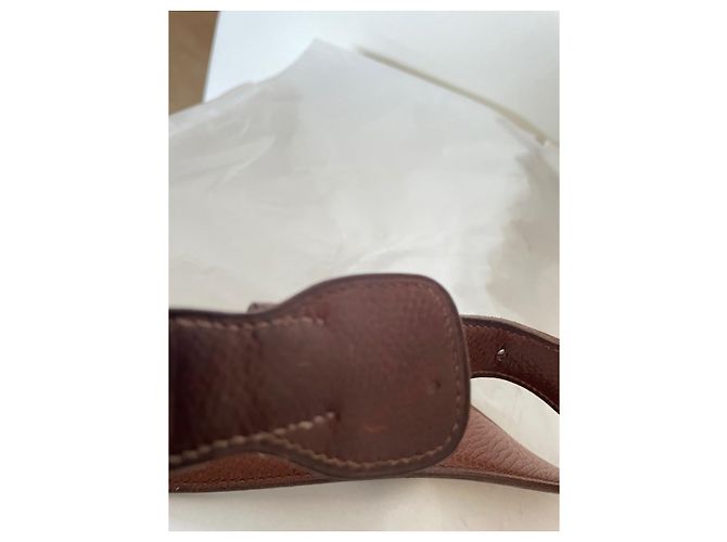 Balle de Golf Hermès Borsa per palline da golf in tela verde e pelle marrone Cachi - vista 5