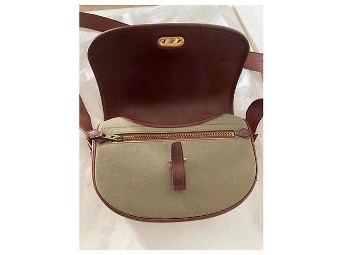Balle de Golf Hermès Borsa per palline da golf in tela verde e pelle marrone Cachi - vista 9