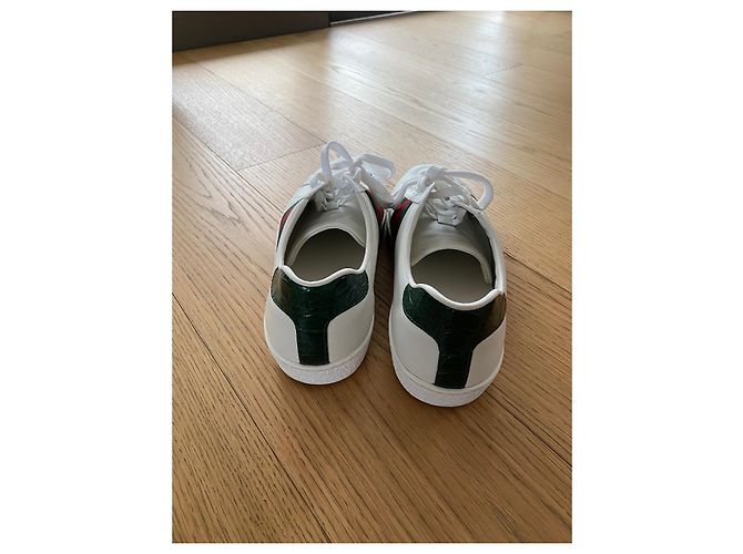 Sneakers basse Gucci Ace in pelle bianca Bianco - vista 3