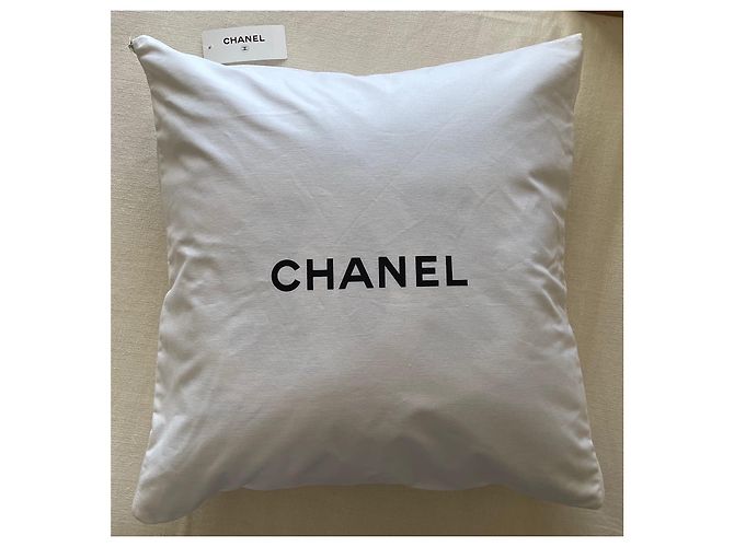 Chanel Cuscino quadrato grande in lana e cashmere CC nero beige Multicolore - vista 8