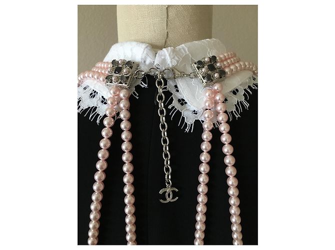 Chanel Collana corpo multistrato di perle rosa da passerella - vista 10