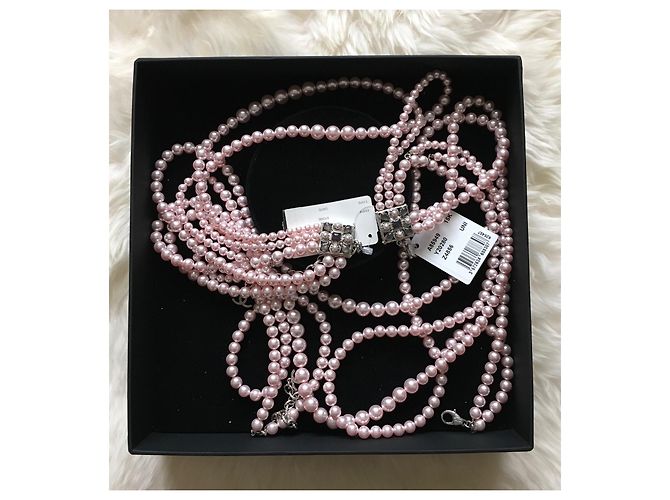 Chanel Collana corpo multistrato di perle rosa da passerella - vista 13