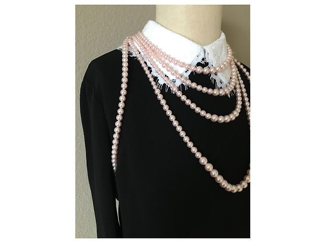 Chanel Collana corpo multistrato di perle rosa da passerella - vista 6