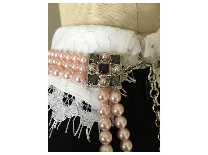 Chanel Collana corpo multistrato di perle rosa da passerella - vista 9