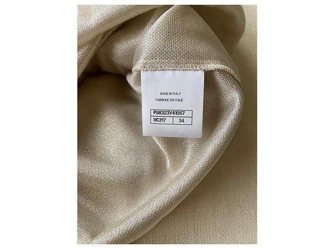 Chanel Abito in jersey con bottoni frontali beige/oro D'oro - vista 11