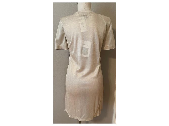 Chanel Abito in jersey con bottoni frontali beige/oro D'oro - vista 2